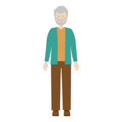 cartoon old man smiling with beautiful clothes over white background. vector illustration