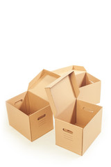 Cardboard boxes isolated over white background