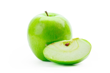 Sliced Green apple isolated on the white background