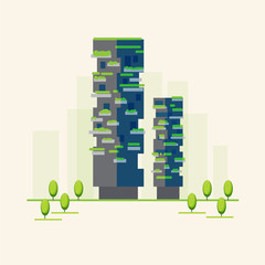 The new Bosco Verticale building in Milan, Italy - vector