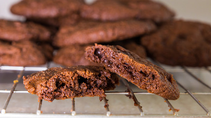 Freshly baked chocolate chip cookies