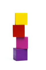 colored children cubes on  white isolated background