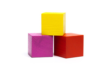 colored children cubes on  white isolated background