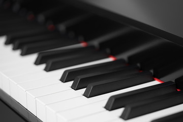 Black piano close-up