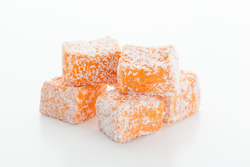Tasty Turkish delight isolated on white