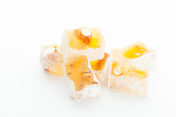 Tasty Turkish delight isolated on white