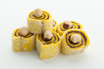 Tasty Turkish delight isolated on white