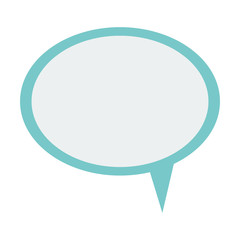 blue and white speech bubble icon over white background. vector illustration