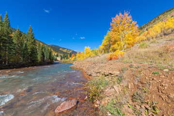 Fototapeta na wymiar Scenic Colorado Mountain Stream in Fall