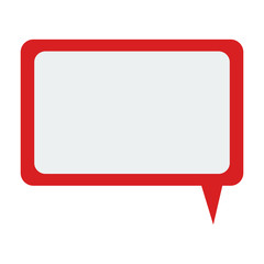red and white speech bubble icon over white background. vector illustration