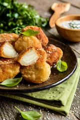 Fried fennel with sour cream dip