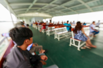 abstract blurred of passenger lobby on ferry background
