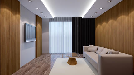 Modern office. Interior living room. 3d render