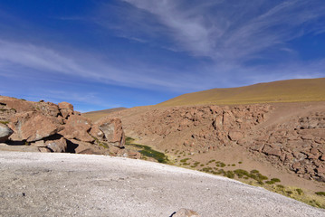 Beautiful view of a small river between mountains in a mountain