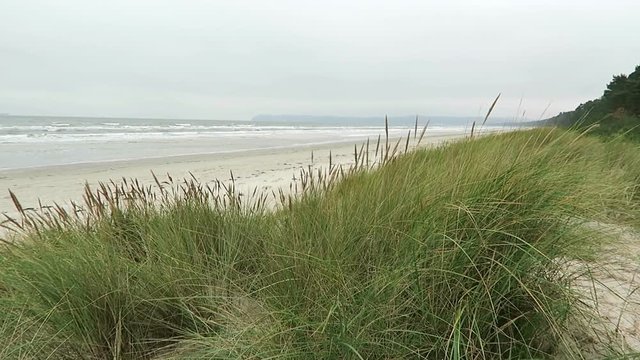 Landscape on the beach of Prora (Rugen Island) Germany. Autumn time. stormy weather.