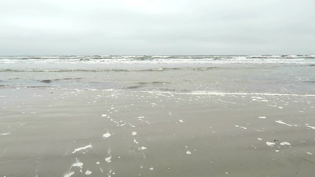 Waves on the beach of Prora (Rugen Island), Germany.