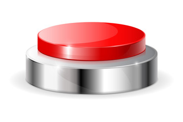 Red push button with metal frame