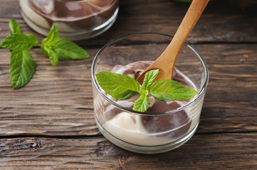 Mousse with cream and chocolate