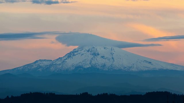 Time lapse movie of moving clouds over Mt. Hood in Happy Valley OR 4k Uhd