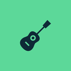 Acoustic guitar icon vector, clip art. Also useful as logo, web UI element, symbol, graphic image, silhouette and illustration.