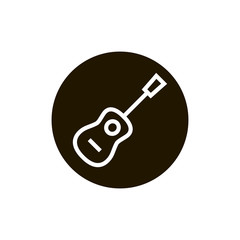 Acoustic guitar icon vector, clip art. Also useful as logo, circle app icon, web UI element, symbol, graphic image, silhouette and illustration.