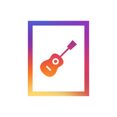 Acoustic guitar logo vector, clip art. Also useful as icon, web UI element, symbol, graphic image, silhouette and illustration.