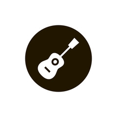 Acoustic guitar icon vector, clip art. Also useful as logo, circle app icon, web UI element, symbol, graphic image, silhouette and illustration.