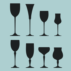 Collection of Wine glass black silhouettes