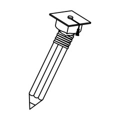 Graduation cap and pencil icon. School supply object and education theme. Isolated design. Vector illustration