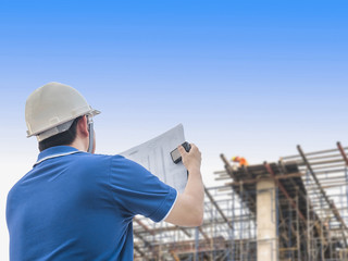 Soft focus of post tension slab in construction site