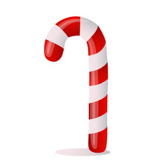 Traditional christmas candy cane on white