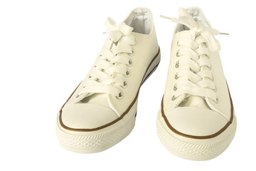 White beautiful sneakers fashion shoe for woman isolated over wh