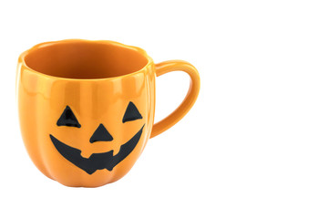 A Halloween empty cup isolated over white