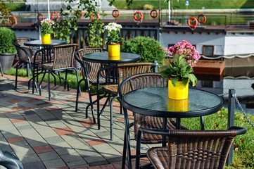 outdoor cafe by the sea beach
