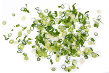 Organic green onion scallion on white background