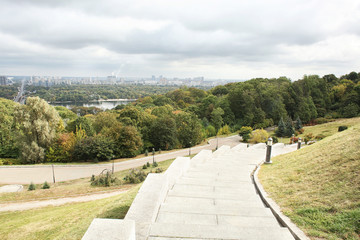Footpath in beautiful autumn park