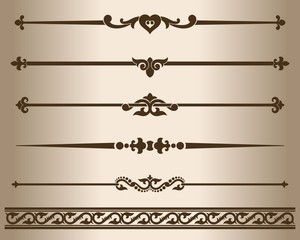 Decorative elements. Design elements - decorative line dividers and ornaments. Vector illustration.
