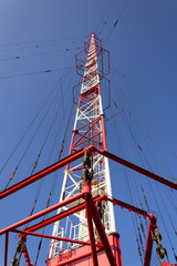 Fototapeta na wymiar Radio transmitter tower Liblice, the highest construction in Czech republic