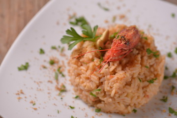 risotto con gamberi rossi del mediterraneo