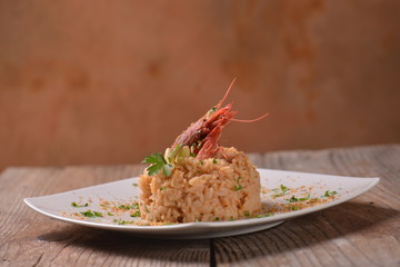 risotto con gamberi rossi del mediterraneo