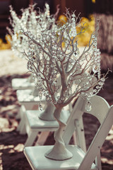 elegantly tasteful decorated with crystals wedding decorate tree, summer, vintage, glamor