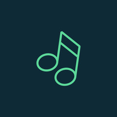 Musical note icon vector, clip art. Also useful as logo, web UI element, symbol, graphic image, sign, silhouette and illustration.