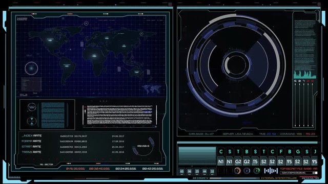 Hi tech hologram control screen. Futuristic dashboard concept interface