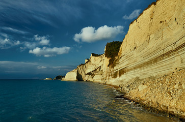 cliff of the island of Corfu in Greece.