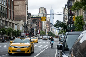Papier Peint photo TAXI de new york New York City Taxi Rues USA Big Apple Skyline