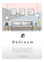 Interior design Modern bedroom banner , vector, illustration