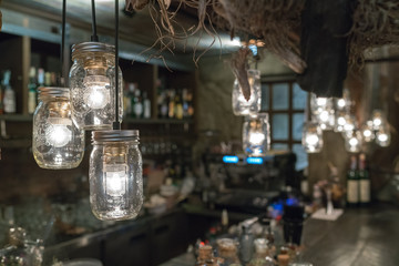 light of counter in bar or club at night
