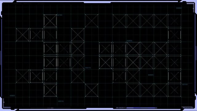 Futuristic circle burst - technology interface in loop animation with grids, particles