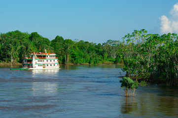 MANAUS, BR - CIRCA AUGUST 2011 - Boat on the Amazon river circa