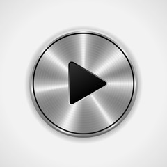 Realistic Play metal button. Vector eps10. Isolated